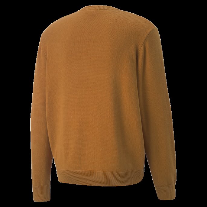 Puma På Salg Players' Lounge Strikket Sweatshirt Med Rund Hals For Menn Oransje Murstein