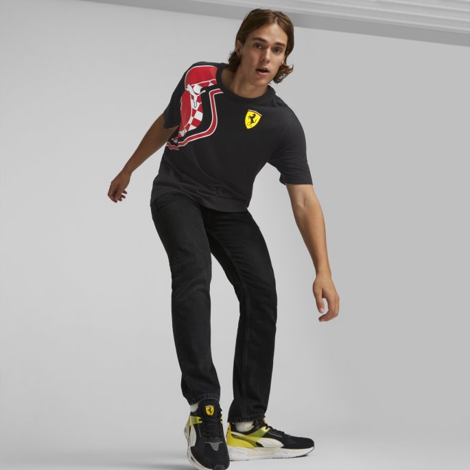 Svart Puma På Tilbud Scuderia Ferrari Race Premium Herre-logo-t-skjorte