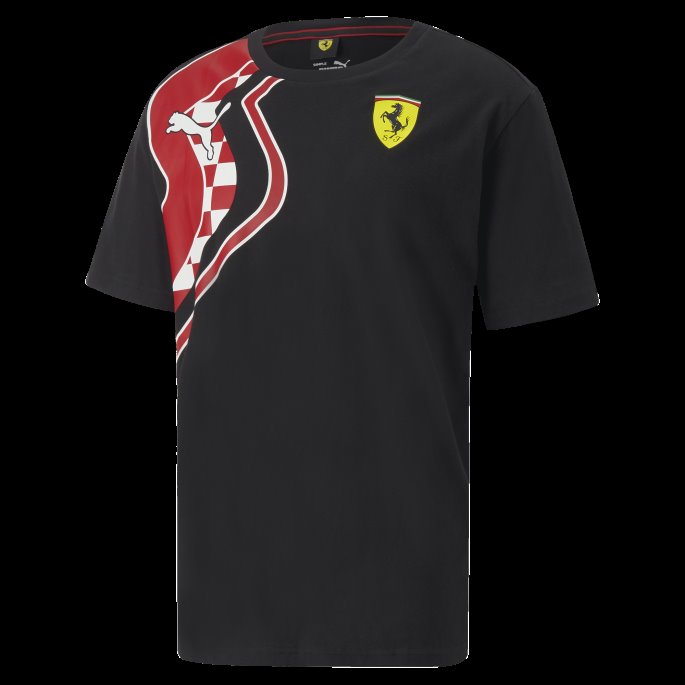 Svart Puma På Tilbud Scuderia Ferrari Race Premium Herre-logo-t-skjorte