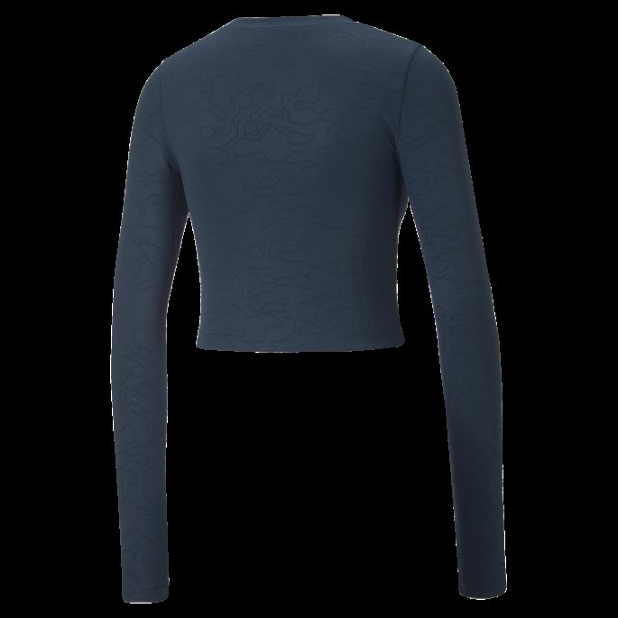 Marine Blå Puma På Salg Innland Beskåret Langermet Tight Tee Kvinner