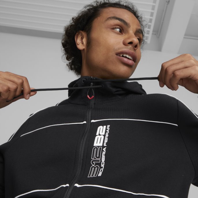 Puma På Tilbud Svart Scuderia Ferrari Race Hette Motorsport Svettejakke Menn