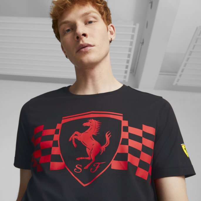 Puma På Tilbud Svart Scuderia Ferrari Race Tonal Shield Tee Menn