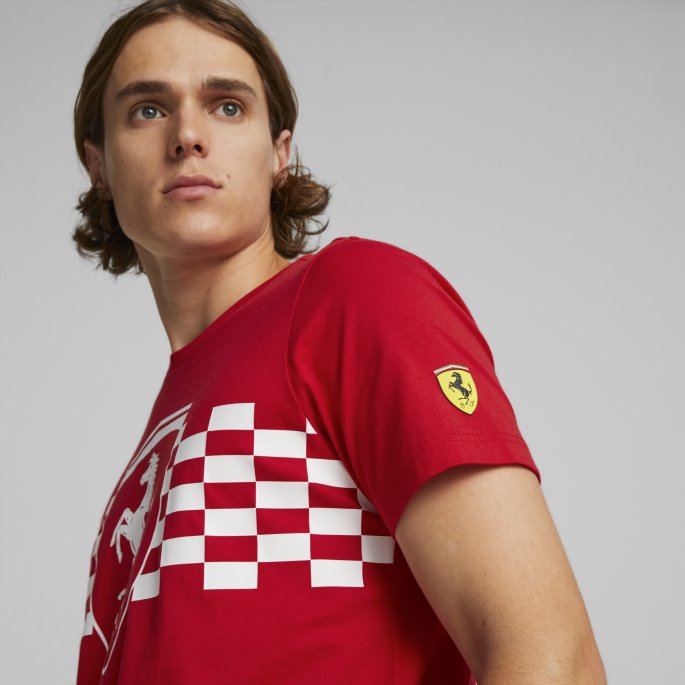 Scuderia Ferrari Race Tonal Shield Tee Menn Rosso Corsa Puma På Salg