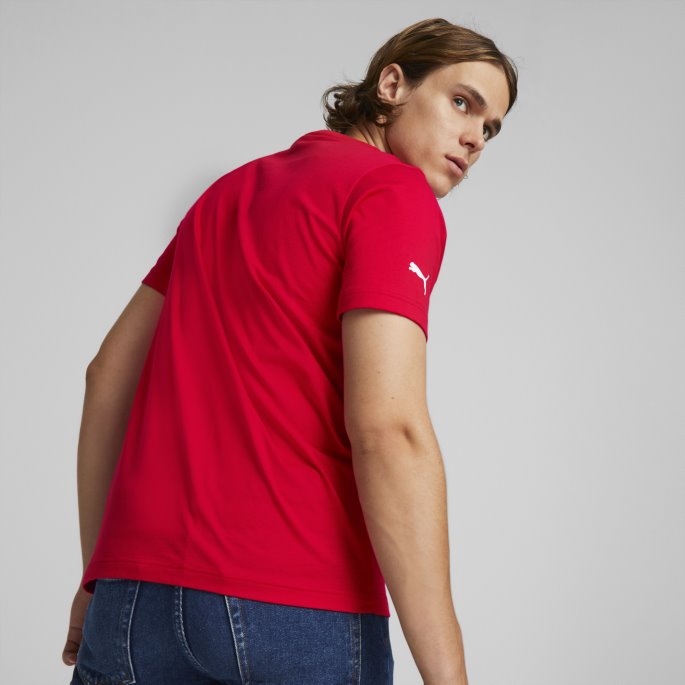 Rosso Corsa Puma På Salg Scuderia Ferrari Race Tonal Shield Tee Menn