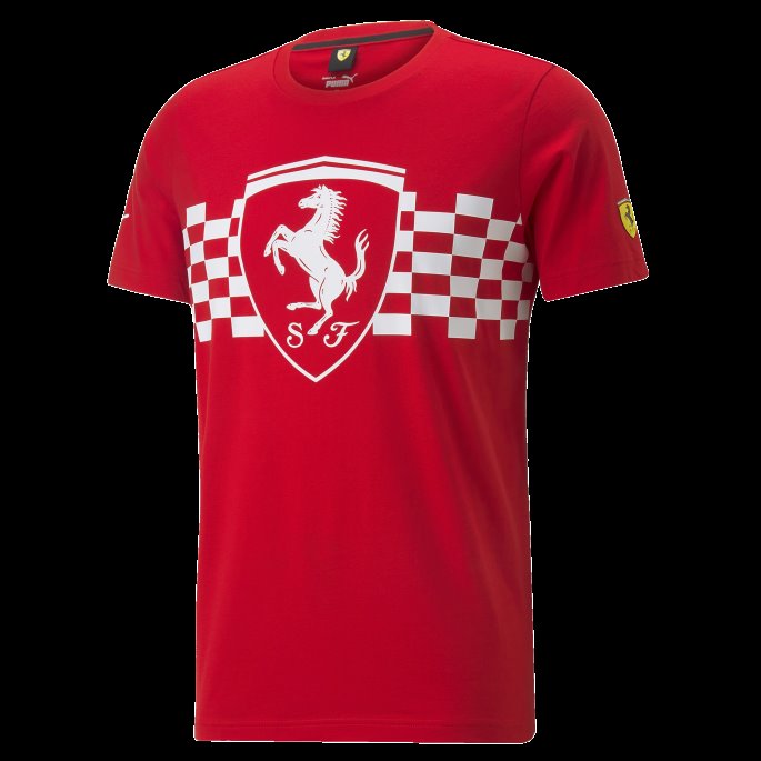 Rosso Corsa Puma På Salg Scuderia Ferrari Race Tonal Shield Tee Menn