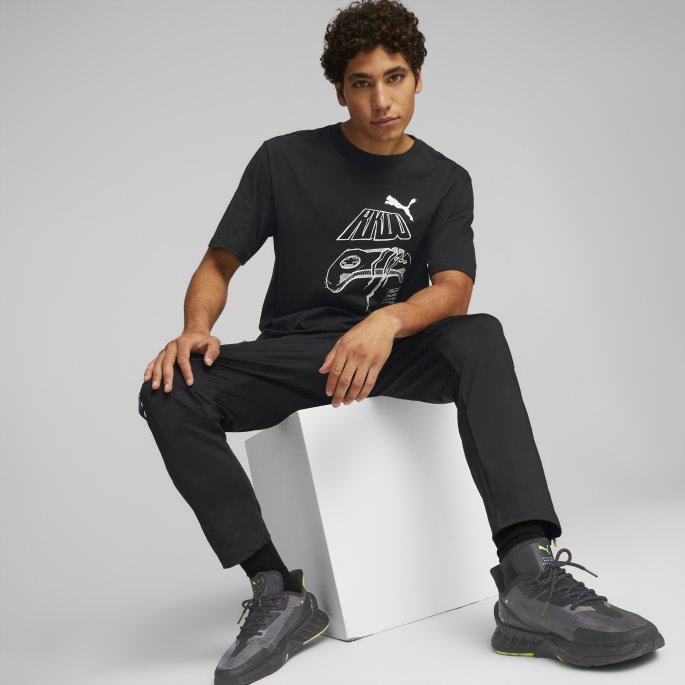 Puma På Tilbud Svart Rkdo Boxy Fit Kortermet Esports Gaming T-skjorte Menn