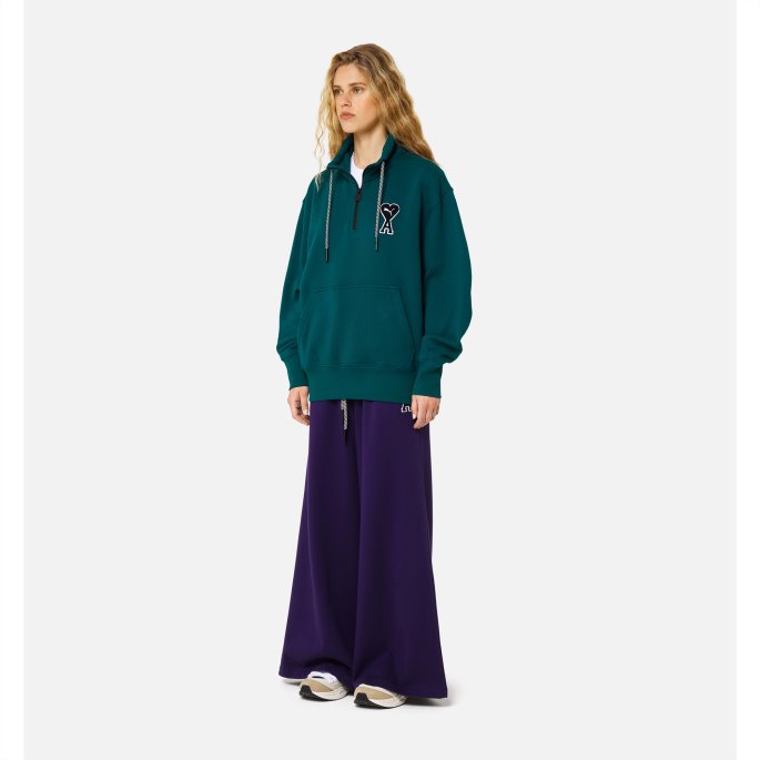 Varsity Green Puma På Tilbud X Ami Sweatshirt Med Halv Glidelås