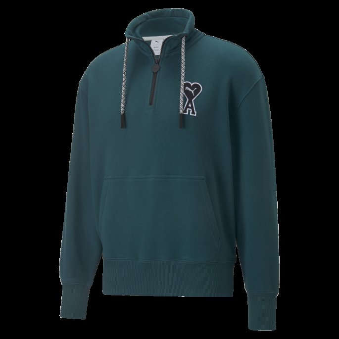 Varsity Green Puma På Tilbud X Ami Sweatshirt Med Halv Glidelås