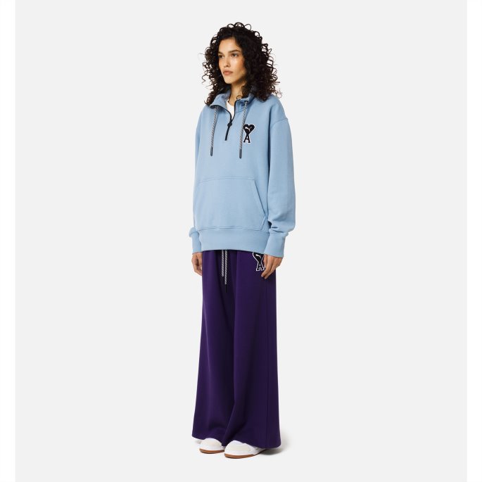 Puma På Tilbud X Ami Falmet Denim Genser Med Halv Glidelås