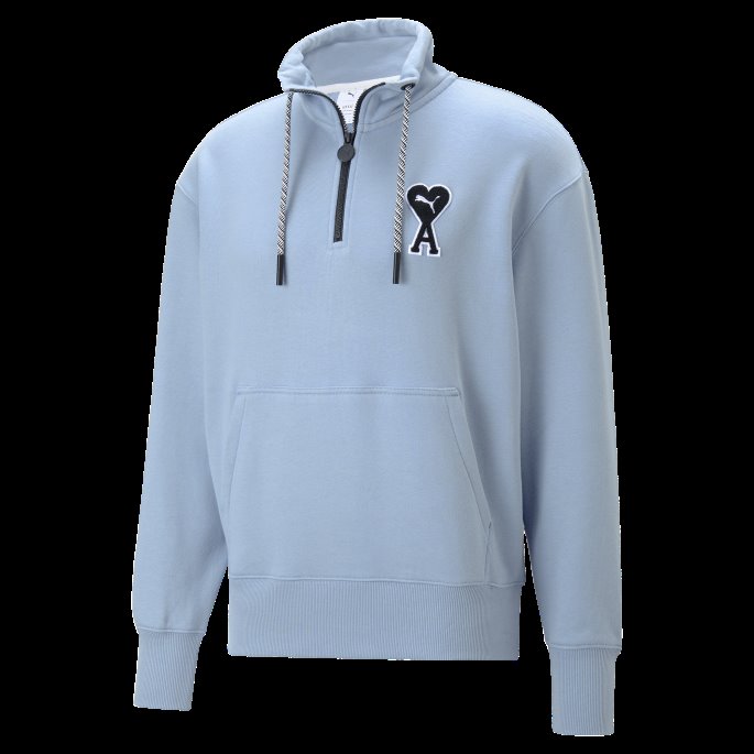 Puma På Tilbud X Ami Sweatshirt Med Halv Glidelås Falmet Denim