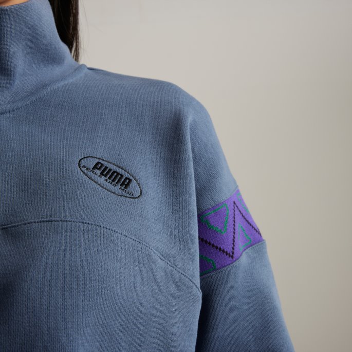Puma På Tilbud X Fordeler Og Mini Sweatshirt Med Halv Glidelås For Kvinner, Kveldshimmel