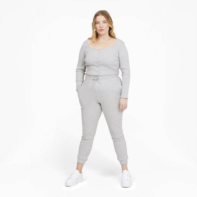 Lys Grå Lyng Klassikere Ribbet Slim Damebukser Puma På Salg