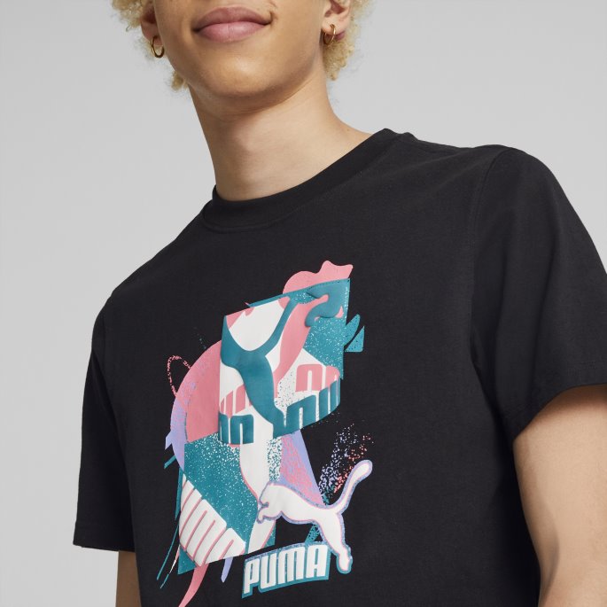 Svart Fandom Grafisk Herre-t-skjorte Puma På Salg