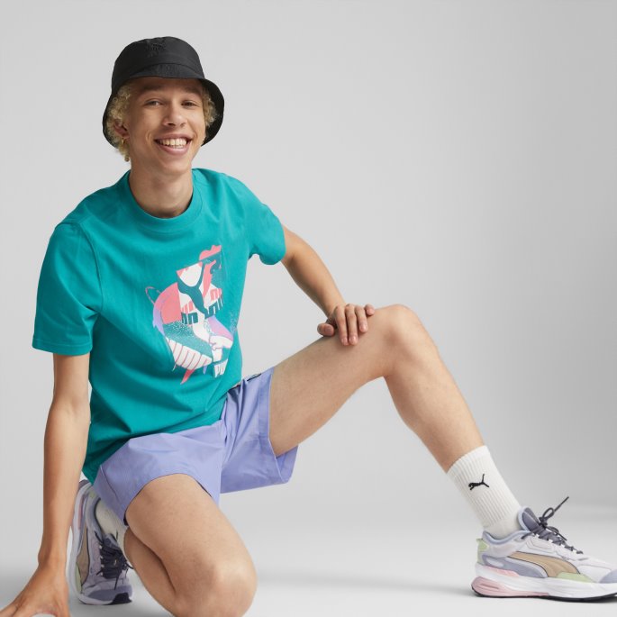 Dyp Aqua Fandom Grafisk Tee Menn Puma På Salg