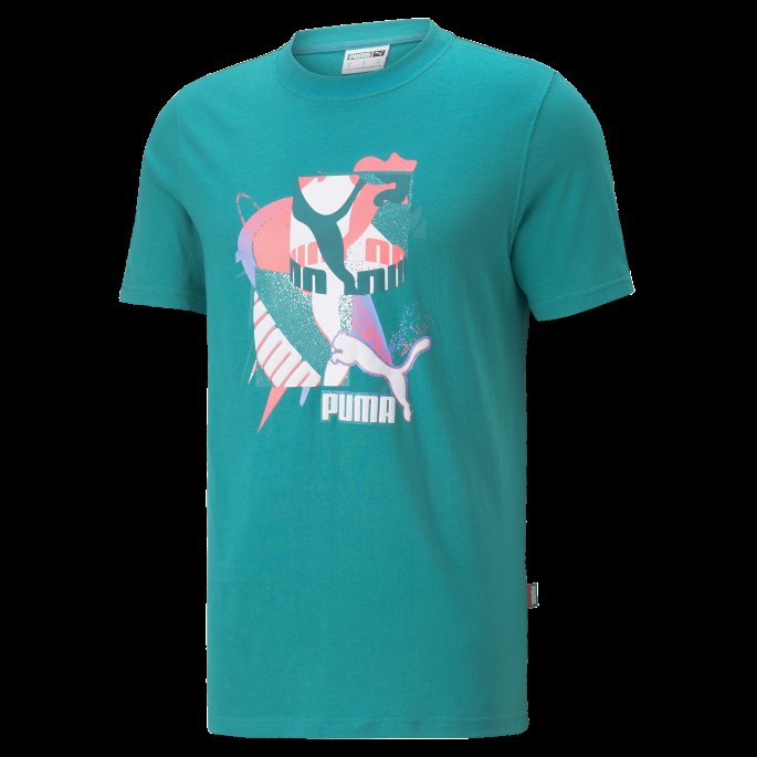 Dyp Aqua Fandom Grafisk Tee Menn Puma På Salg