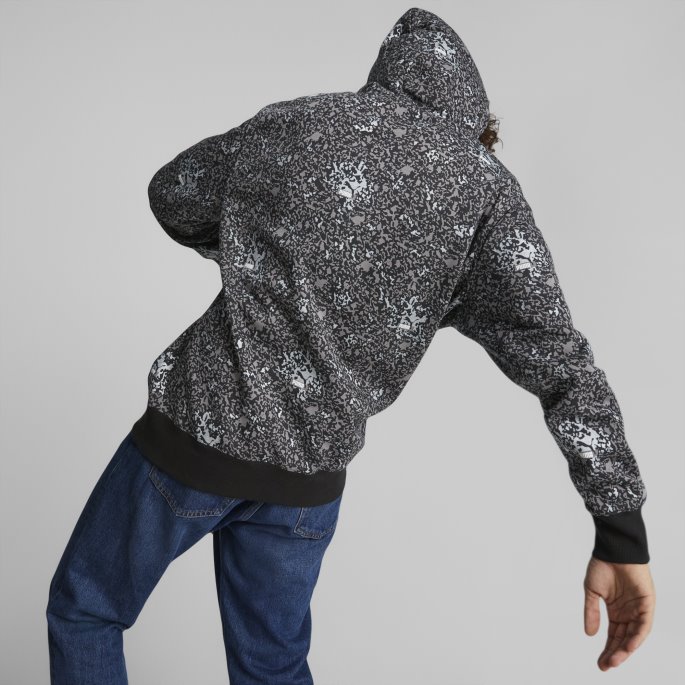Puma På Tilbud Svart-sølv Merke Love Metallic Hettegenser For Menn