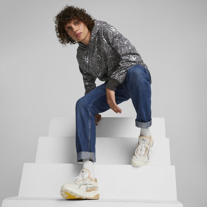 Puma På Tilbud Svart-sølv Merke Love Metallic Hettegenser For Menn