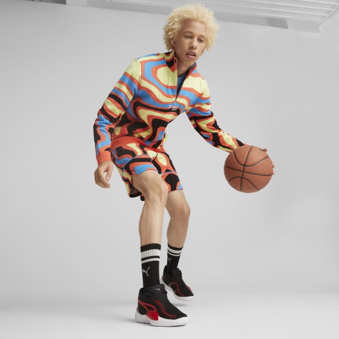 Lava Strikket Basketball Sweatshirt Herre Hot Coral Puma På Salg