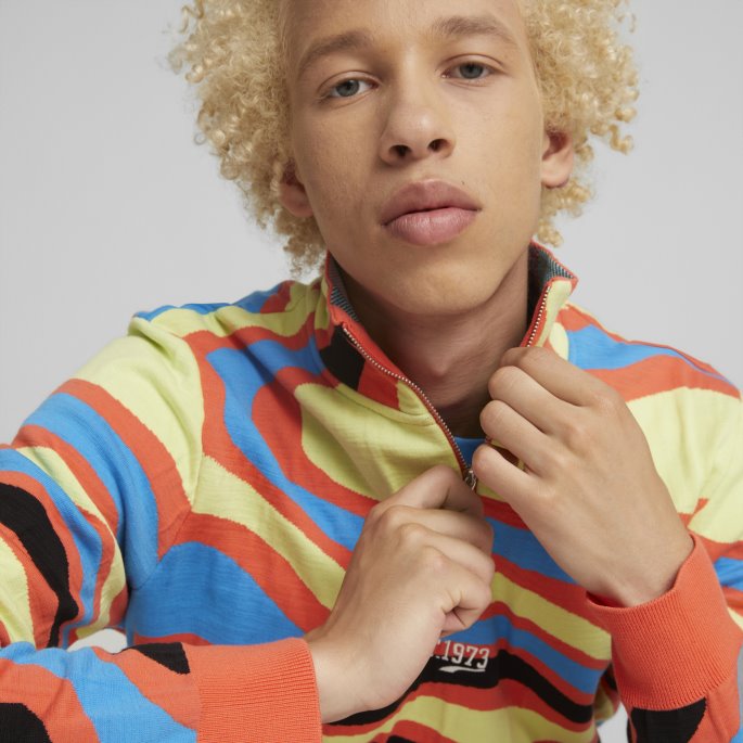 Hot Coral Lava Strikket Herre Basketball Sweatshirt Puma På Salg