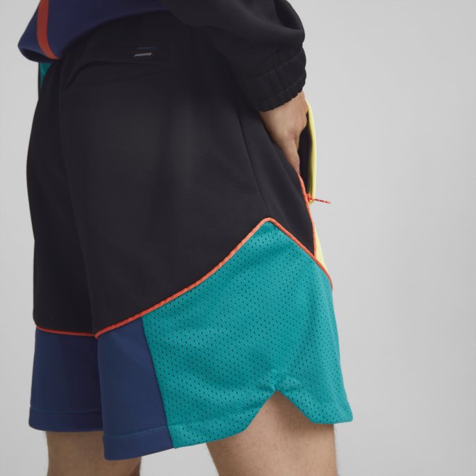 Svart-frisk Gul Puma På Salg Drop Step Basketballshorts Herre