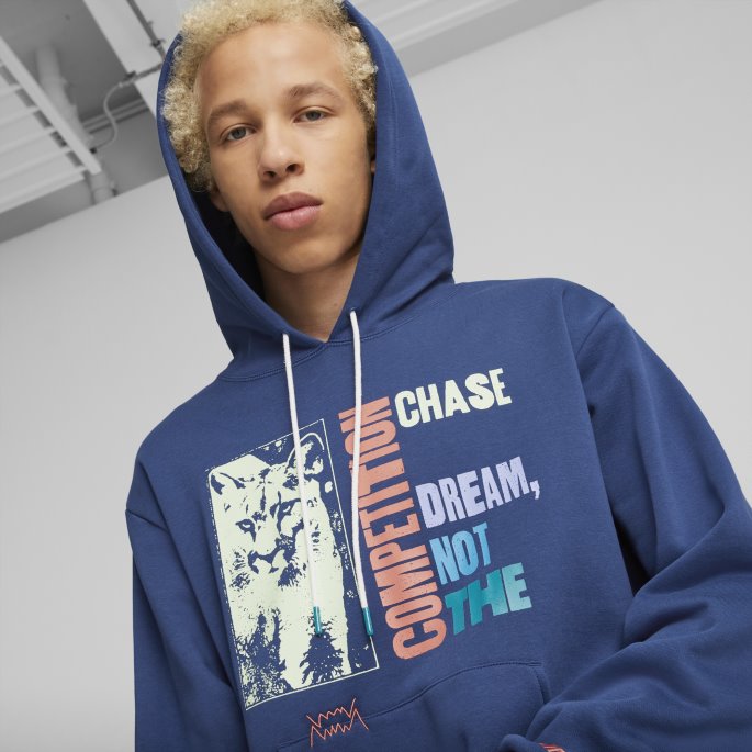 Puma På Tilbud Blazing Blue Run It Back Basketball Hettegenser 1 Menn