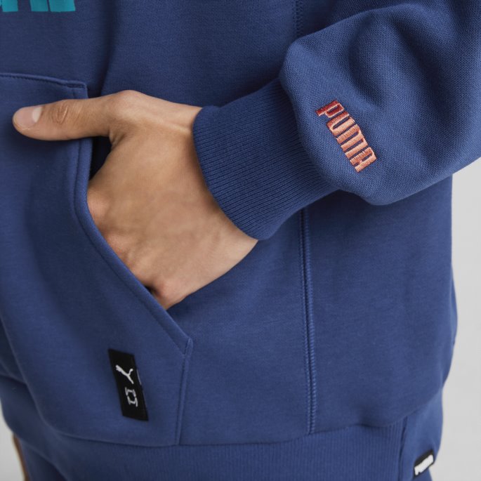 Puma På Tilbud Blazing Blue Run It Back Basketball Hettegenser 1 Menn