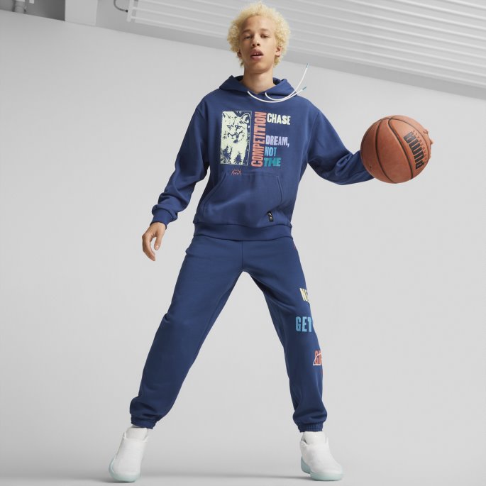 Puma På Tilbud Blazing Blue Run It Back Basketball Hettegenser 1 Menn
