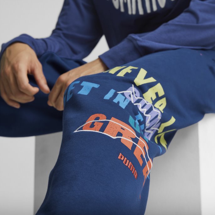 Blazing Blue Run It Back Basketball Joggebukser For Menn Puma På Tilbud