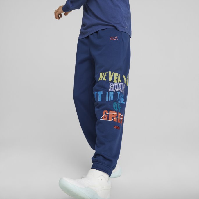 Blazing Blue Run It Back Basketball Joggebukser For Menn Puma På Tilbud