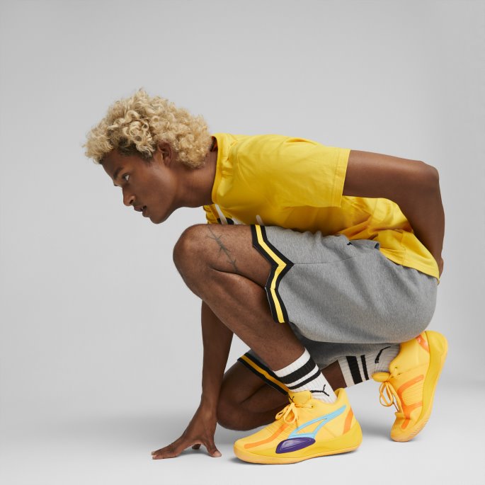 Automatiske Basketballshorts For Menn Mellomgrå Lyng Puma På Salg