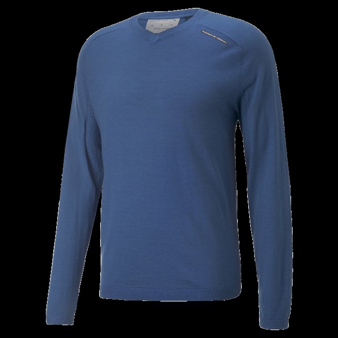 Puma På Tilbud Lake Blue Porsche Design Evoknit V-hals Genser For Menn