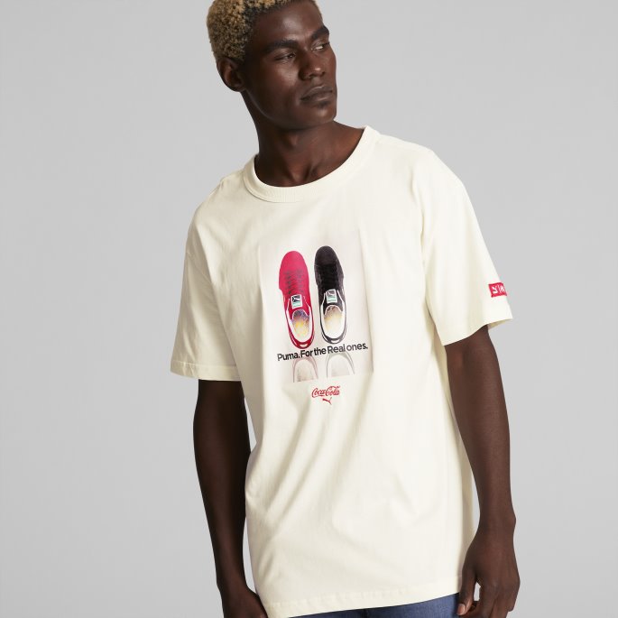 Puma På Tilbud X Coca-cola Herre Avslappet T-skjorte Ivory Glød