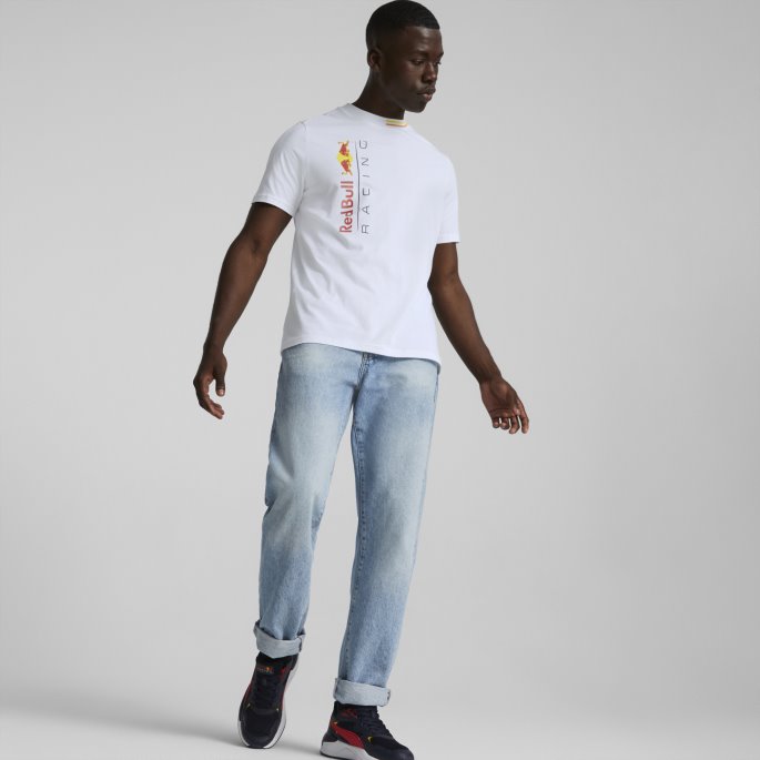 Puma På Salg Red Bull Racing Herre Stor Logo T-skjorte Hvit