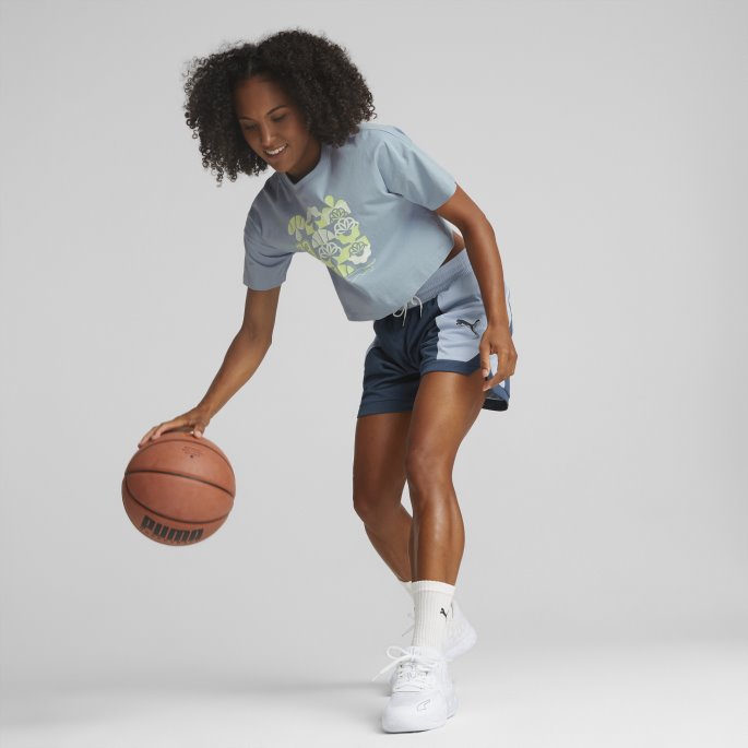 Blue Wash Puma På Tilbud Mod Cropped Basketball Tee Kvinner