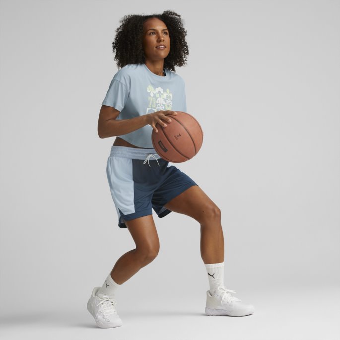 Mod Mesh Basketballshorts Kvinner Blå Vask-marinblå Puma På Salg