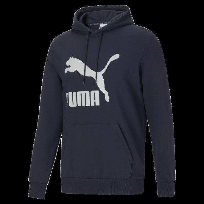 Puma På Tilbud Classics Logo Hettegenser For Menn Parisisk Natt-bre Grå