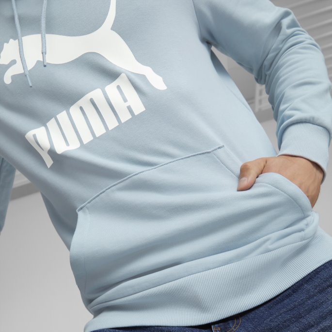 Classics Logo Hettegenser For Menn Blå Vask Puma På Salg