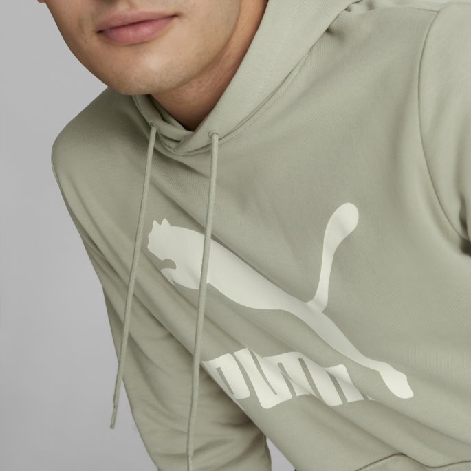 Pebble Grey Puma På Tilbud Classics Logo Hettegenser For Menn Bt
