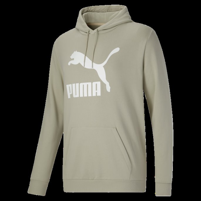 Pebble Grey Puma På Tilbud Classics Logo Hettegenser For Menn Bt
