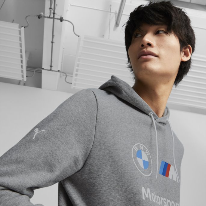 Bmw M Motorsport Essentials Fleece Hettegenser Herre Mellomgrå Lyng Puma På Tilbud