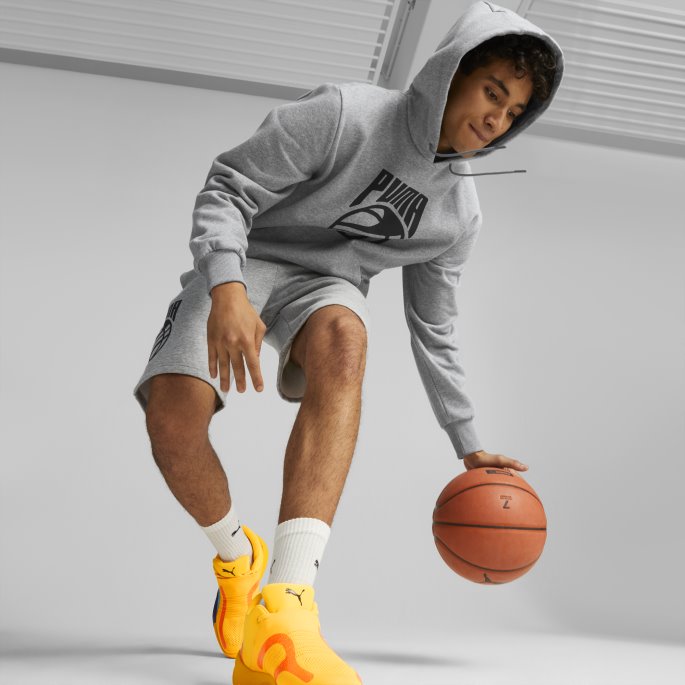 Puma På Tilbud Mellomgrå Lyng Posterize Basketball Hettegenser For Menn