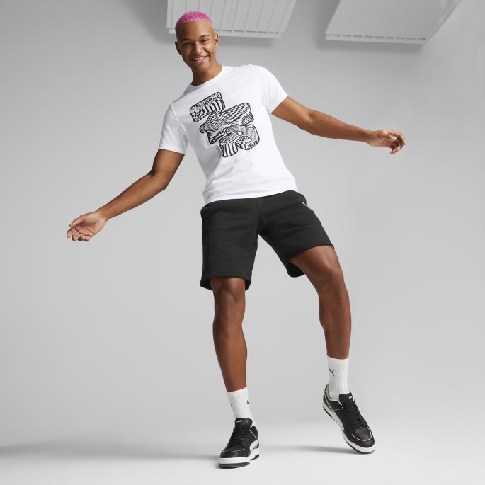 Svart Puma På Salg Grafisk Booster Basketballshorts For Menn