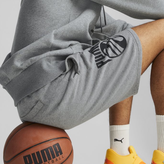 Puma På Tilbud Mellomgrå Lyng Grafisk Booster Basketballshorts For Menn
