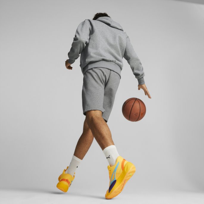 Puma På Tilbud Mellomgrå Lyng Grafisk Booster Basketballshorts For Menn