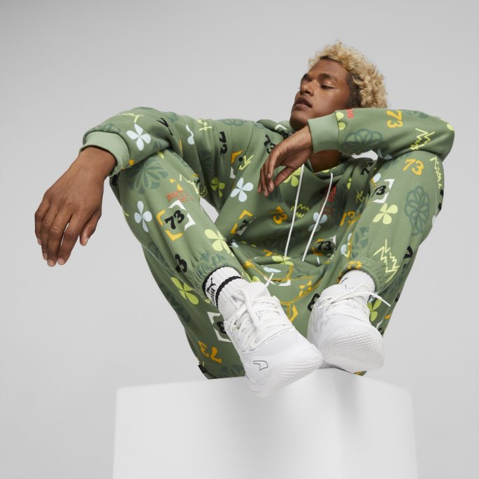 Puma På Salg Run It Back Trykt Basketball Hettegenser Menn