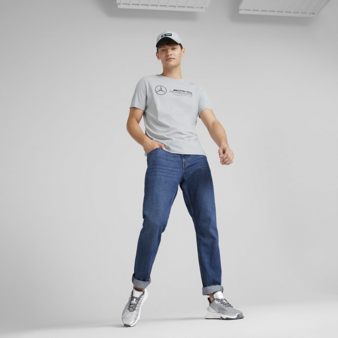 Mercedes-amg Petronas Motorsport F1 Essentials Logo Tee Herre Mercedes Team Silver Puma På Salg