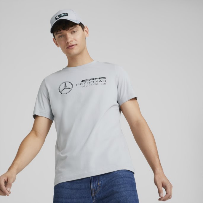 Mercedes-amg Petronas Motorsport F1 Essentials Logo Tee Herre Mercedes Team Silver Puma På Salg