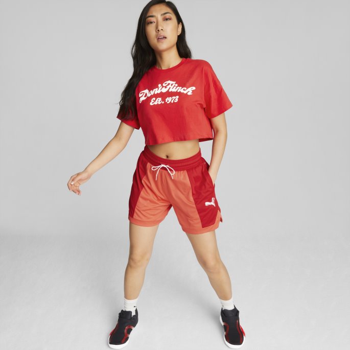 Mod Kvinners Basketball Crop Top Puma På Salg Høyrisiko Rød