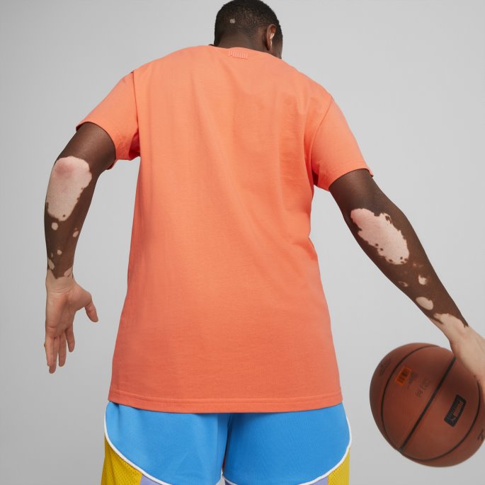 Rebound Kortermet Herre Basketball T-skjorte Puma På Salg Hot Coral