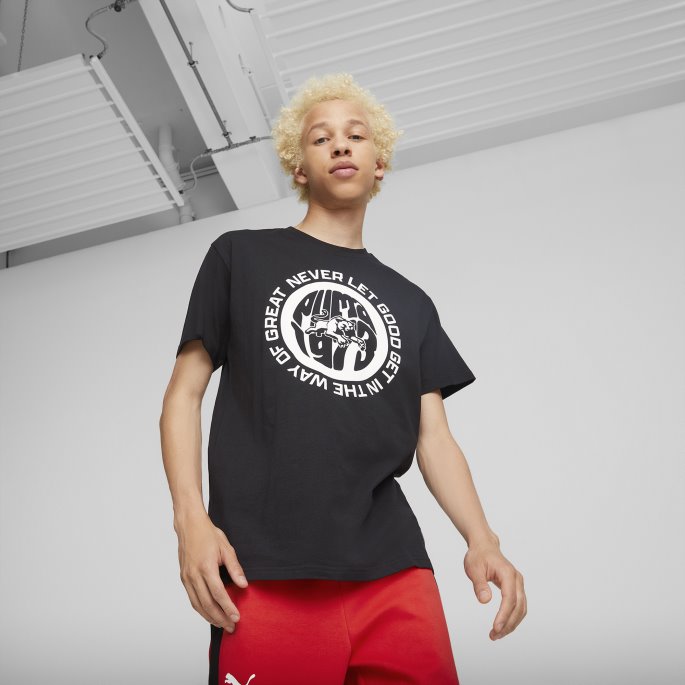 Svart Puma På Salg Rebound Kortermet Basketball Tee Menn